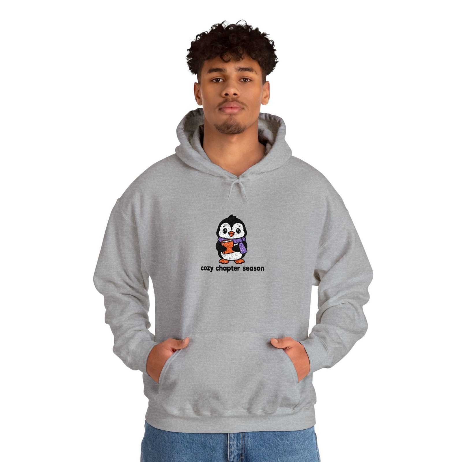 Cozy Chapter Season - Penguin - Bookish - Embroidered - Halloween Sweatshirt - Image 4