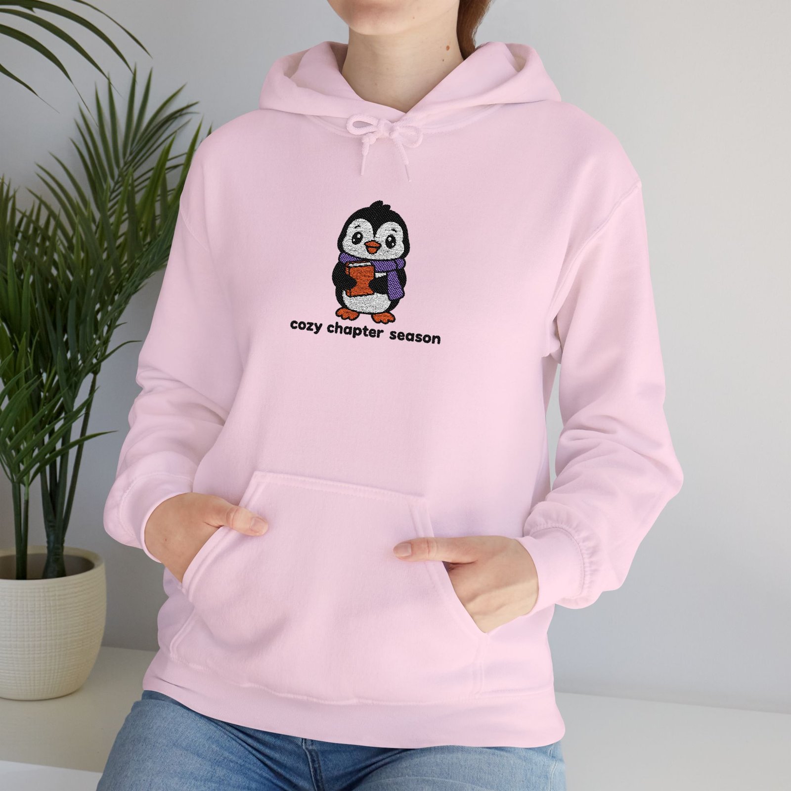 Cozy Chapter Season - Penguin - Bookish - Embroidered - Halloween Sweatshirt - Image 2