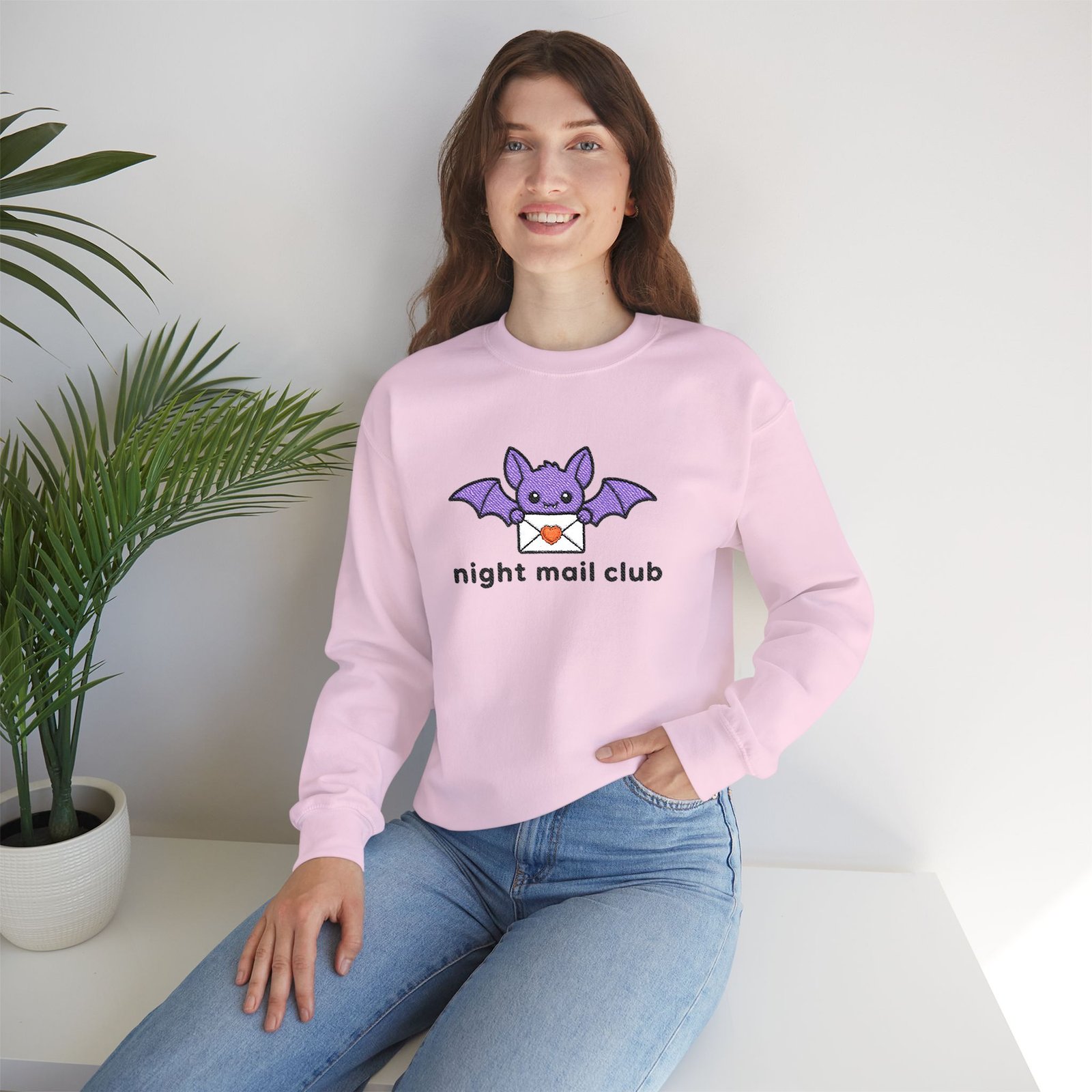 Night Mail Club - Bat - Bookish - Embroidered - Unisex Heavy Blend™ Crewneck Sweatshirt