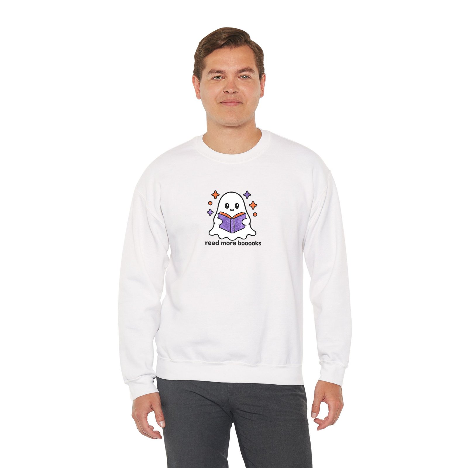Read More Booooks - Ghost - Bookish - Embroidered - Unisex Heavy Blend™ Crewneck Sweatshirt - Image 7