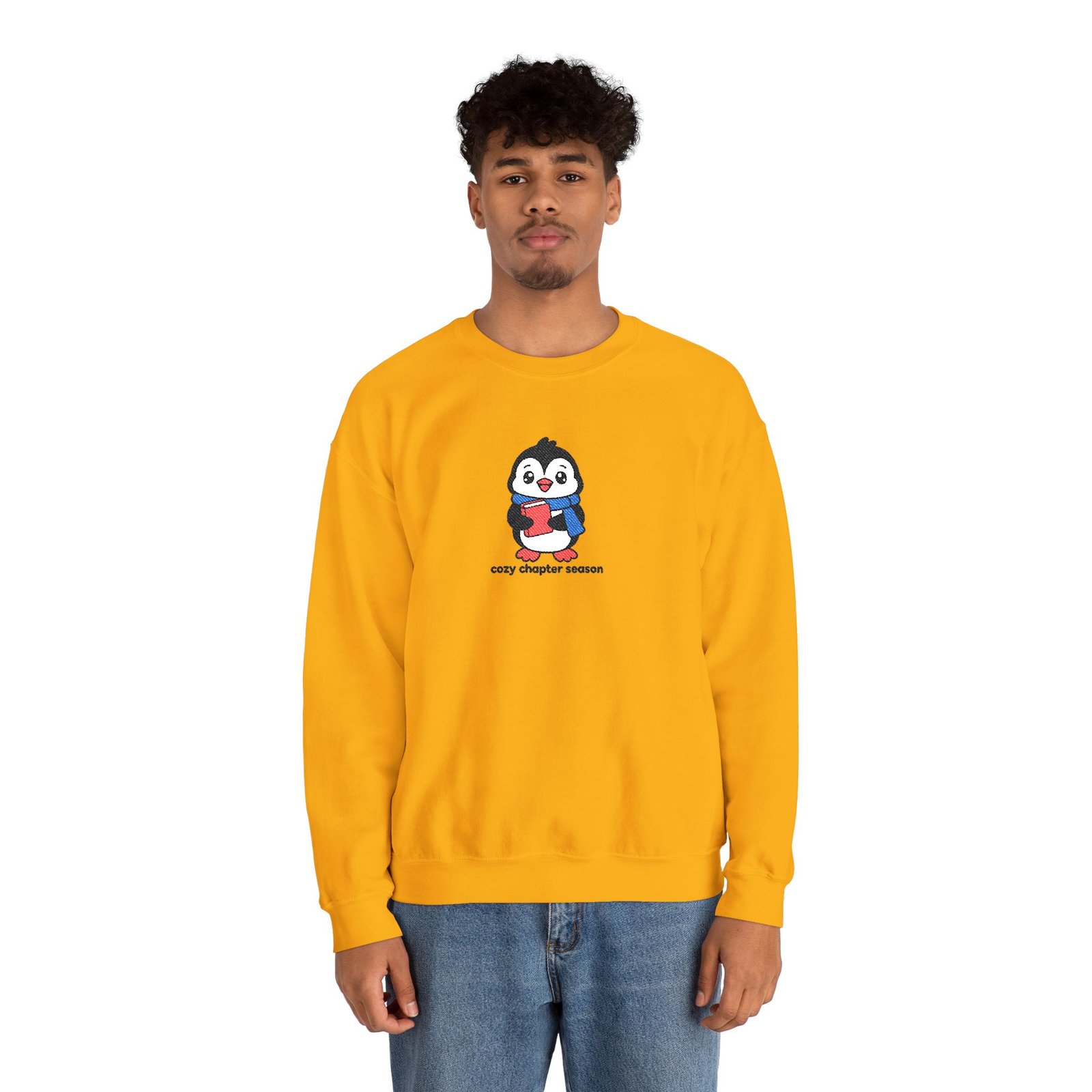Cozy Chapter Season - Penguin - Embroidered - Unisex Heavy Blend™ Crewneck Sweatshirt - Image 2