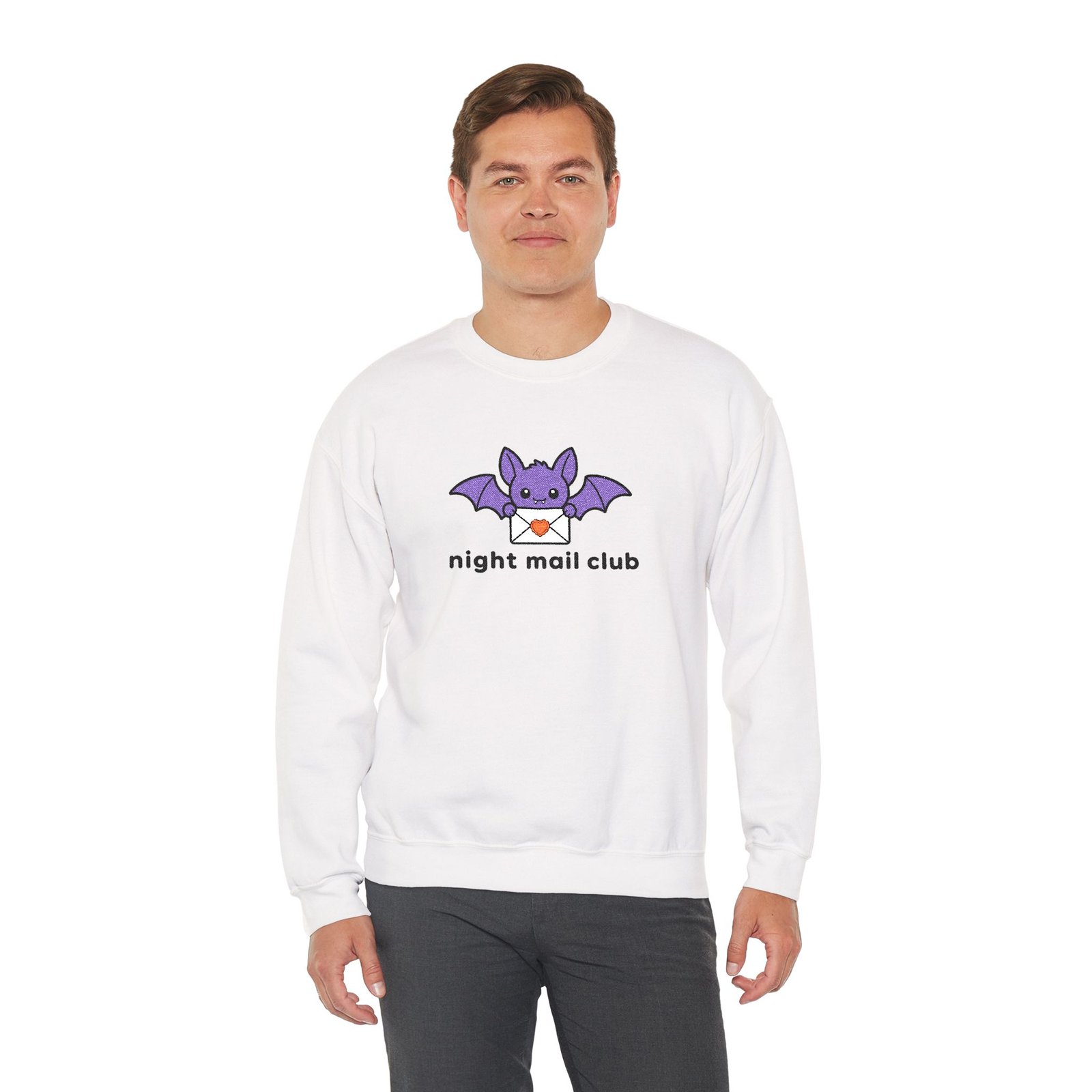 Night Mail Club - Bat - Bookish - Embroidered - Unisex Heavy Blend™ Crewneck Sweatshirt - Image 2