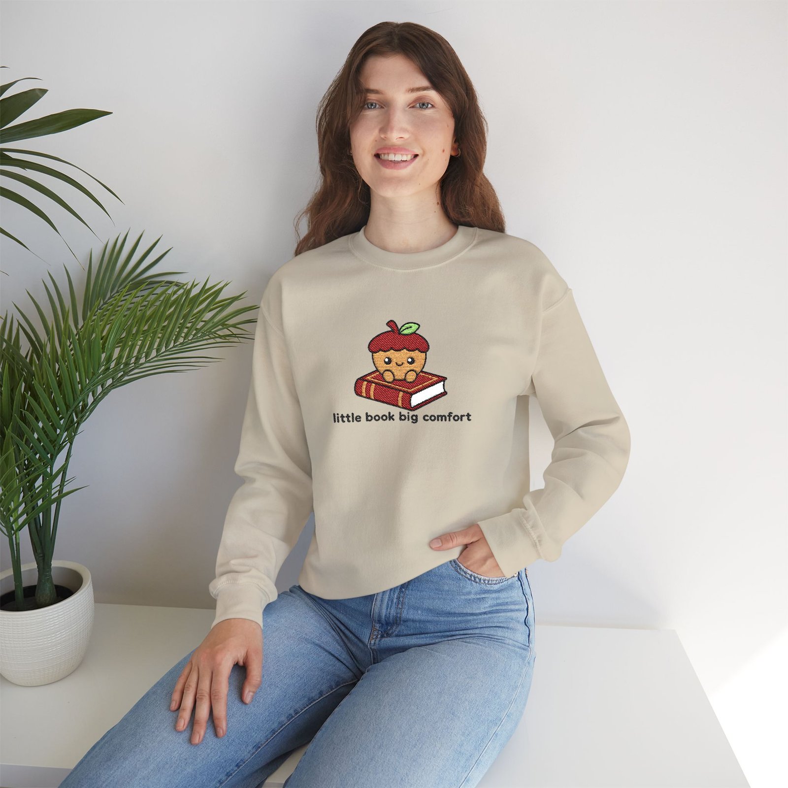 Little Book Big Comfort - Acorn - Bookish - Embroidered - Unisex Heavy Blend™ Crewneck Sweatshirt - Image 9