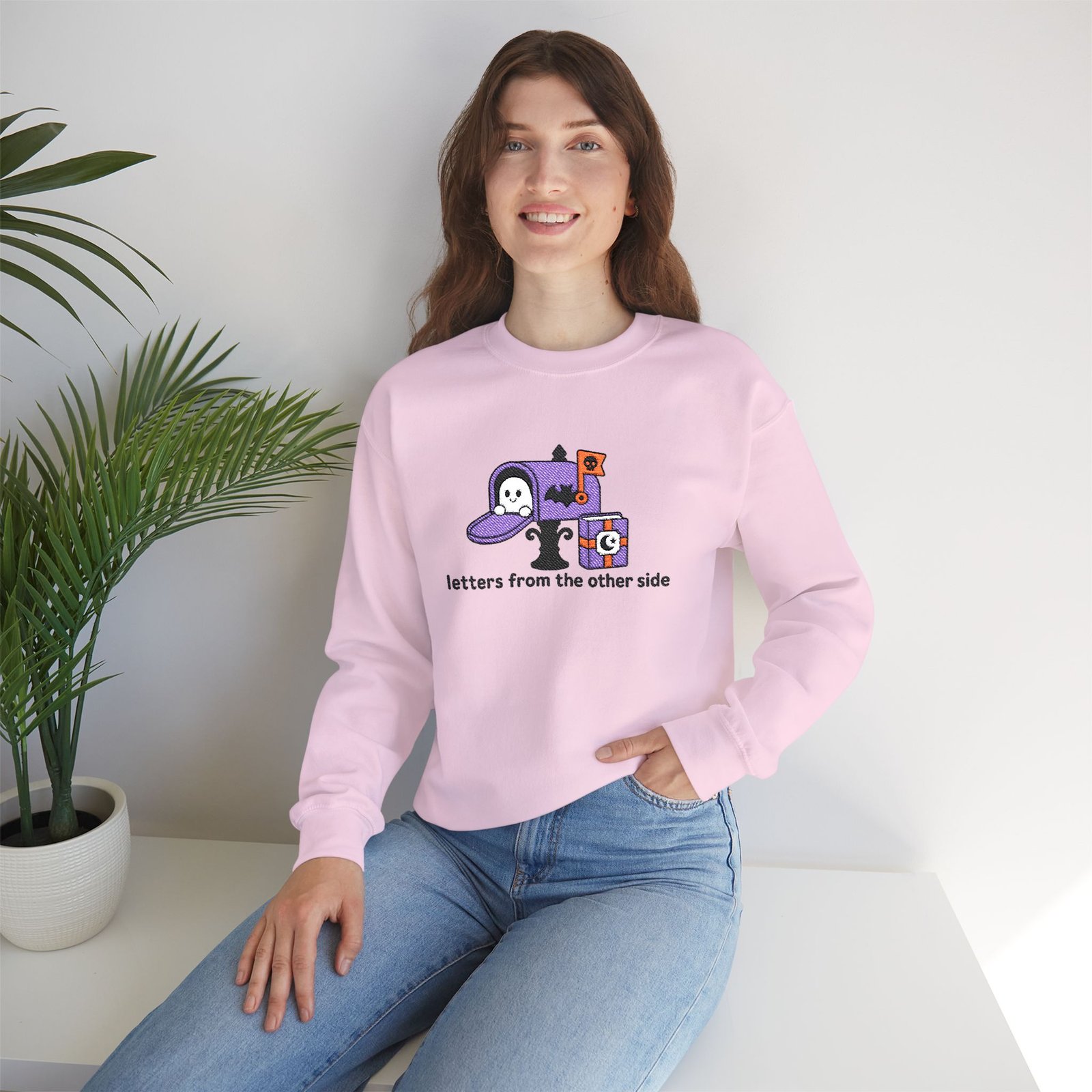 Letters From the Other Side - Ghost - Bookish - Embroidered - Unisex Heavy Blend™ Crewneck Sweatshirt - Image 2