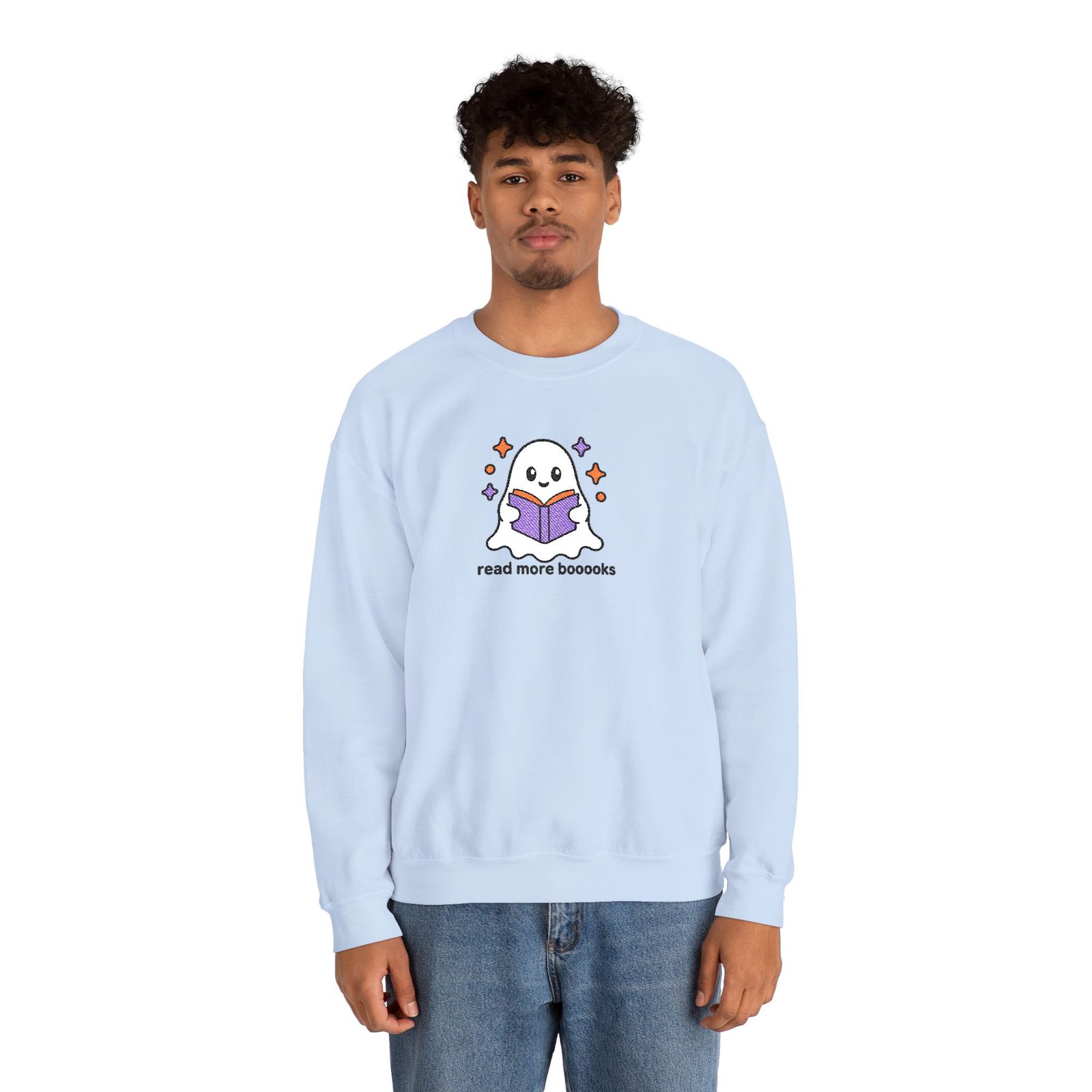 Read More Booooks - Ghost - Bookish - Embroidered - Unisex Heavy Blend™ Crewneck Sweatshirt - Image 3