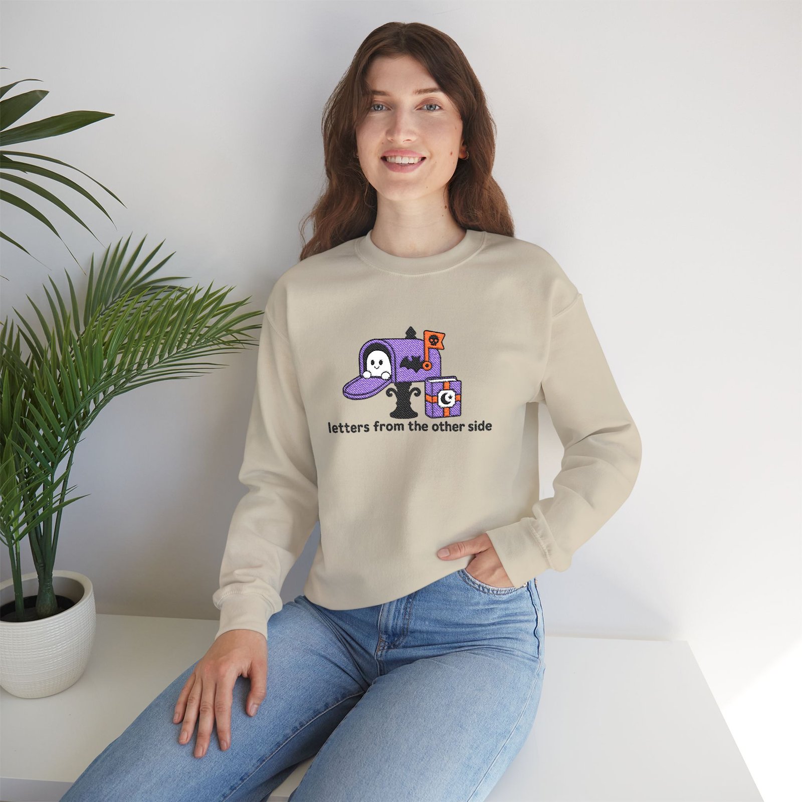 Letters From the Other Side - Ghost - Bookish - Embroidered - Unisex Heavy Blend™ Crewneck Sweatshirt - Image 8