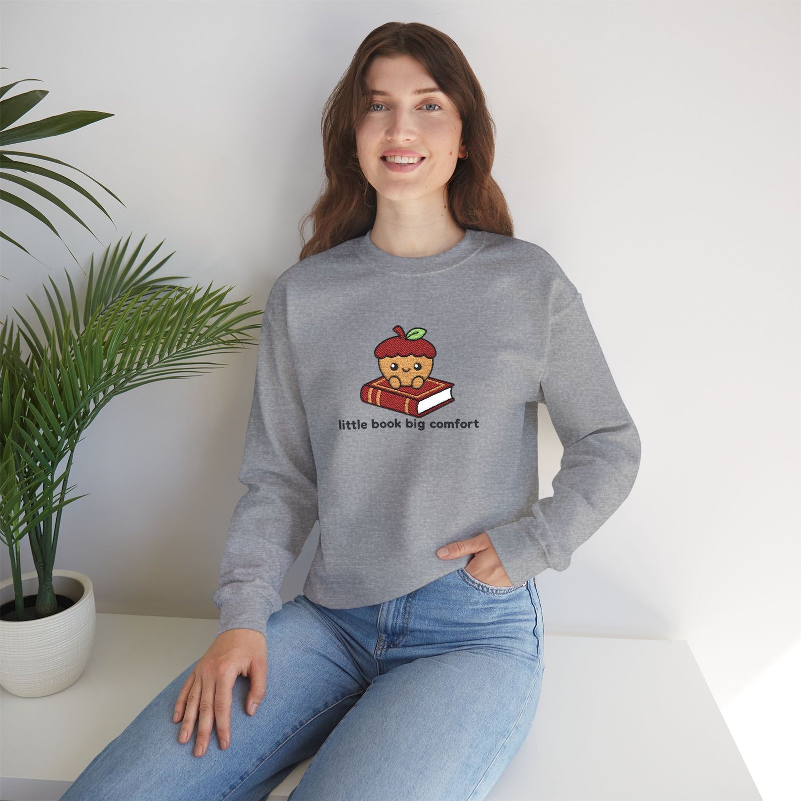 Little Book Big Comfort - Acorn - Bookish - Embroidered - Unisex Heavy Blend™ Crewneck Sweatshirt - Image 10
