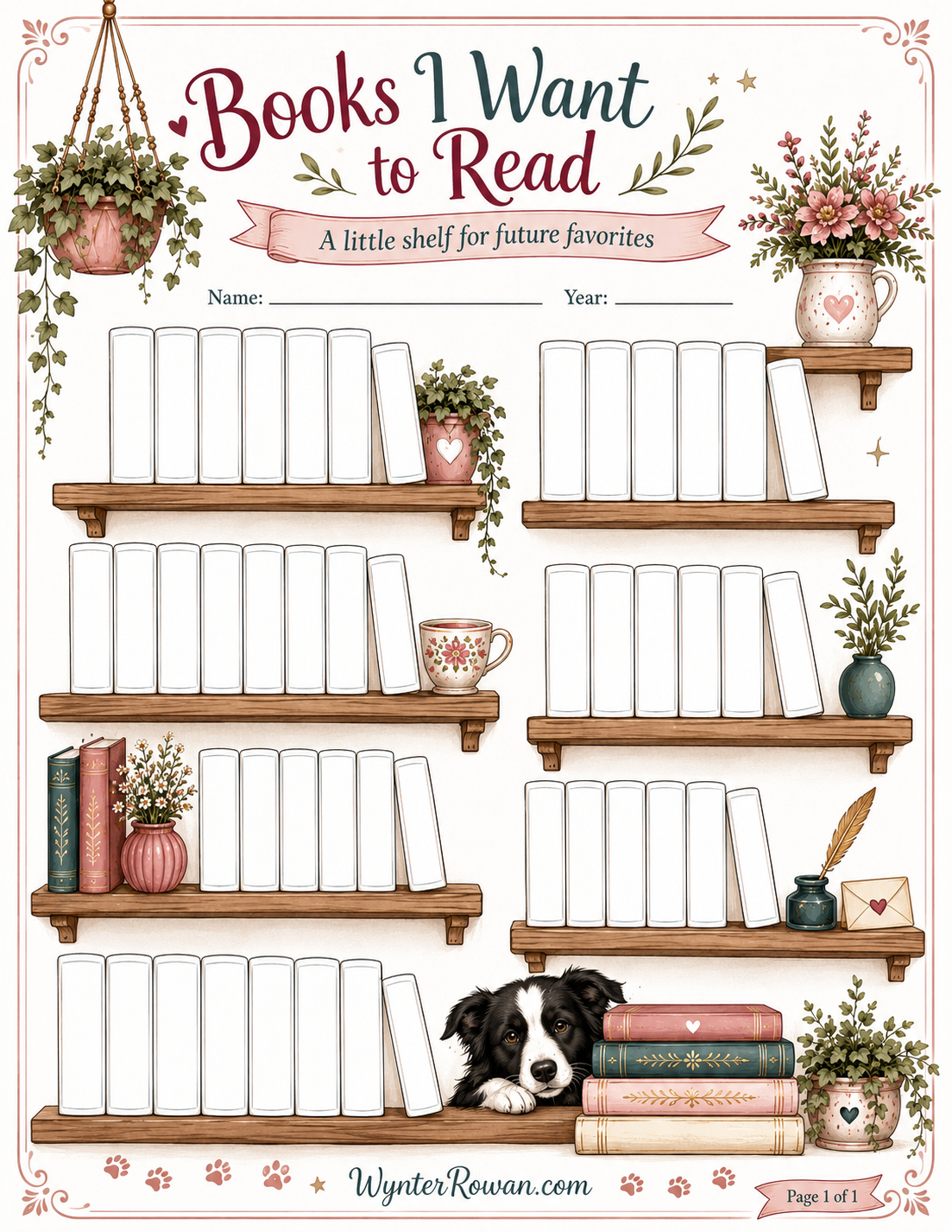 Books I Want to Read printable reading tracker
