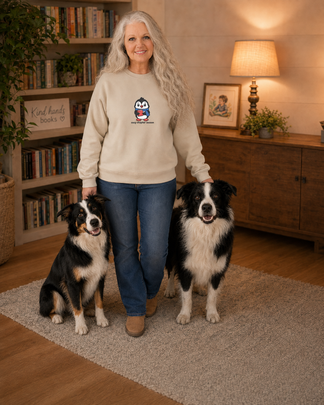 Cozy Chapter Season - Penguin - Embroidered - Unisex Heavy Blend™ Crewneck Sweatshirt
