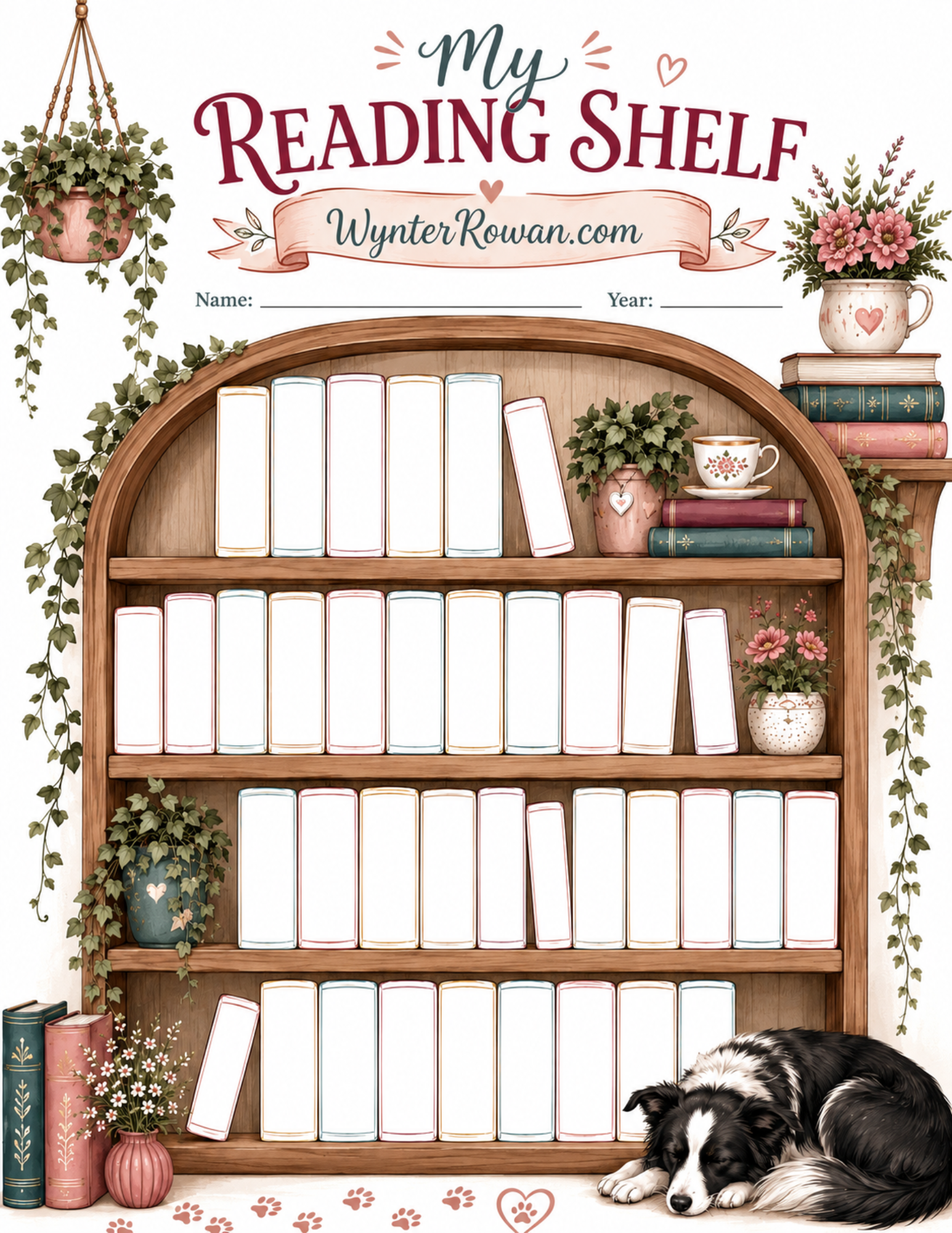 My Reading Shelf printable by Wynter Rowan
